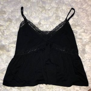 Black V-neck spaghetti strap tank